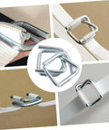Heavy Duty Metal Strapping Buckle for Belts, Luggage, Backpacks, showcasing various angles and uses in securing straps