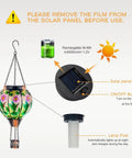 Diagram showing setup for Hummingbird Hot Air Balloon Solar Lantern Outdoor Hanging Light With Flickering Flame Metal And Glass Waterproof Lanterns For Patio Yard Garden Decor Solar Powered Lit Glow Lighting.