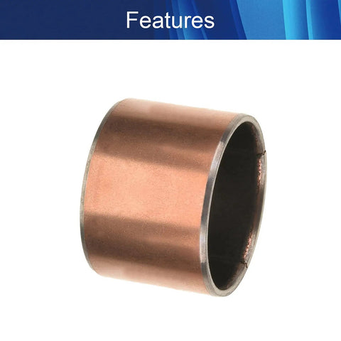 Heavy Duty 25mm Id X 28mm Od X 20mm Length Carbon Steel Copper Alloy Sleeve Bearing Oilless Bushing shown from side angle.