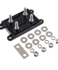 Two Way AMG Mega Fuse Holder ANM B2 Bolt On Fuse Block with nuts, washers shown separately; 32V DC car protection accessory