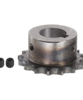 Beefed Up DIN ISO 06B Roller Chain Sprocket, 16 Teeth, Three Eighths Inch Pitch, 20mm Bore, A3 Carbon Steel, High Hardness Teeth
