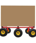 Beefy All Terrain 6 Wheel Moving Dolly For Heavy Furniture, 1200 Lbs Capacity, Rugged Carbon Steel Frame With Durable Rubber Wheels, Heavy Duty Furniture Mover For Safe Lifts, Easy Glide, Ideal For Home, Shop, And Warehouse. Side view with box load