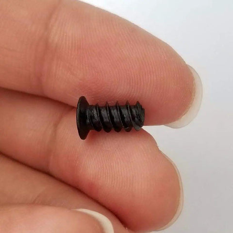 Top Tier 100 Piece Pack Of PC Computer Cooling Fan Mount Screws In Slick Black Finish Featuring Foolproof M5 X 10 Millimeter Threading held in hand.