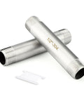 Two Pack Half Inch BSP Male To Half Inch BSP Male Thickened Nipple Cast Pipe Six Inch Length Stainless Steel 304