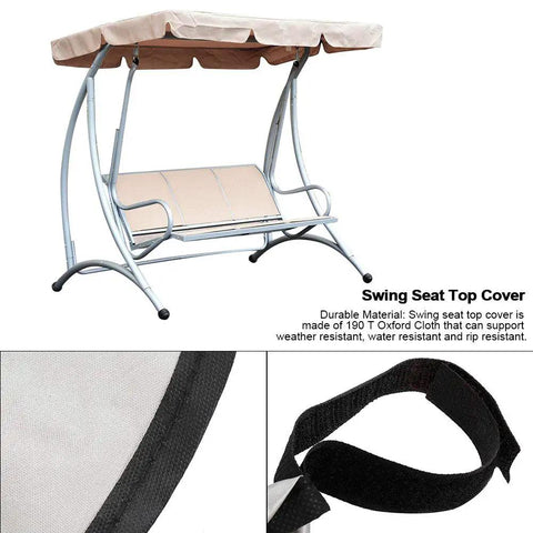 Beige Outdoor Swing Canopy Replacement Top Cover Easy Fit All Weather Rainproof Dustproof Weatherproof With Durable 190T Polyester Taffeta