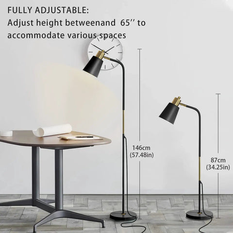 Three Color Temperature Floor Lamp With Adjustable Head And Energy Efficient Nine Watt LED Bulb Included for height adjustment