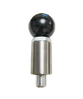 Badass Heavy Duty Spring Loaded Pull Pin With Easy Grip Ball Handle For Quick Release Tool Mounting And Precision Workholding Three Eighth Inch Industrial Grade Steel, showing steel plunger and black ball handle.