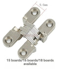 Zinc Alloy Hidden Cross Cabinet Hinge With 43mm Size And Soft Close Damper for 15 16 18 Board Cabinets, top view
