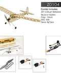 Unassembled Balsa Wood RC Airplane Kit With 40 Inch Wingspan For Adults And Hobbyists Includes Airframe Motor Prop ESC Servo Elite Build Challenge For Experienced RC Builders Only No Detailed Instructions, shown with components.