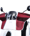 Mobility Scooter Control Panel Cover Waterproof Tiller Case Dustproof Rain Enclosure on scooter, red color, front view