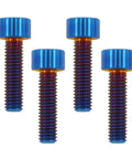 Badass M5x18 Titanium Bolts Socket Head Cap Screw Four Pack With Sick Burnt Blue Drip, ultra-lightweight titanium screws for bikes.