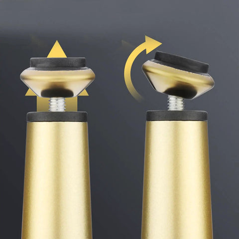 Adjustable Gold Furniture Legs For Desks, Cabinets, Beds And Couches, 12.5 Cm 5 In High, Cold Rolled Steel, showing height adjustment feature