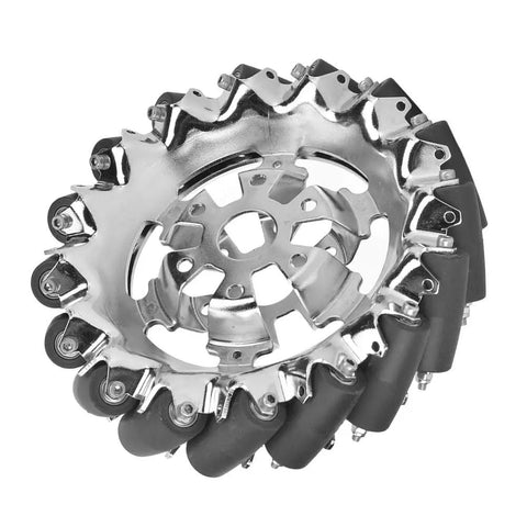 6 Inch Mecanum Wheel For Robots With 16 TPU Rubber Rollers, Heavy Duty Metal Construction, 45 Degree Omnidirectional Drive