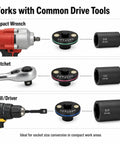 Mewach Low Profile Impact Socket Adapter Set That Is Super Rad For Tough Jobs With Magnetic Grip And Cr-V Build, Perfect 4-Piece Kit For Tight Engine Bays And Wheel Wells To Get The Job Done Fast Without Breaking A Sweat. low profile Cr-Mo socket adapters for impact wrench, ratchet, and drill