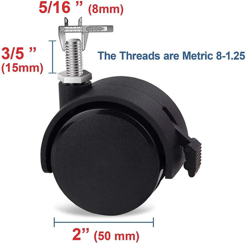 Premium Black 2 Inch Swivel Furniture Casters With Dual Brake 4 Pack Nylon Floor Savers For Standing Desk Office Chair Hassle Free Swap Smooth Rolling Silent Glide Upgraded