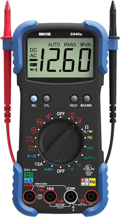 Pro Grade Automotive Digital Multimeter With Auto Range And Overload Protection Measures Up To 15 Amps 10 MOhm Input Impedance