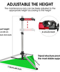 Bike Repair Stand With 360 Degree Swivel Clamp Adjustable Foldable Work Stand Lightweight Aluminum Floor Station 85 Lbs Max Capacity Tripod Base Quick Release Perfect For DIY Home Mechanics, showing adjustable height and tripod base.