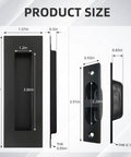 Heavy Duty Pocket Door Handles With Slick Edge Pull Upgrade Your Homestead Setup With Zero Sweat Install Using 304 Stainless Steel Build For Sleek Black Finish And Reliable Operations, showing product dimensions.