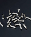 50 pcs pack ultralight steel bike spoke nipples 12G 13G 14G in black and silver on dark background
