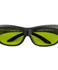 Kickass 800-1100nm Laser Safety Glasses Featuring Tough OD5+ And OD7+ Ratings For Near Infrared Work, dark green lenses with wraparound frame.