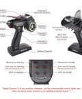 Detailed view of Six Channel 2.4GHz RC Transmitter And Receiver With Built In Gyro X6FG Pro Grade controls and ports layout.