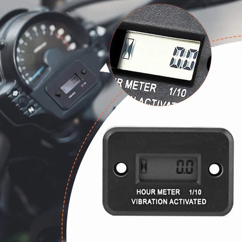 Peel And Stick Vibration Hour Meter Wireless Digital Waterproof Engine And Motor Gauge For Lawn Mower And Outdoor Equipment DJ 103 Easy Install No Wiring Required Durable And Accurate Timed Readout, black hour meter