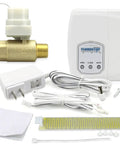 Water Heater Leak Detector Kit with Auto Shut Off and Visual Audible Alarms, Three Quarter NPT MIP to FIP Valve, accessories included