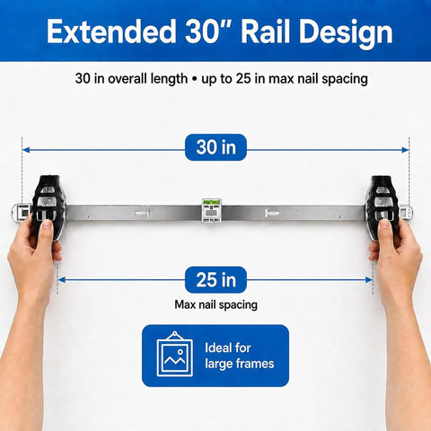 Real Deal Picture Hanging Tool With Integrated Spirit Level And Magnetic Nail Starter Acts As Precision Ruler Frame Guide For Bullseye Placement And Super Easy Wall Decor Hang