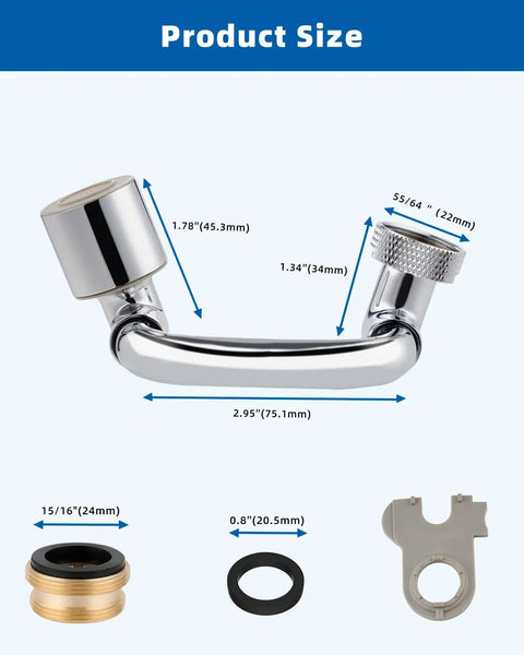 Super Slick Chrome Faucet Extender Brings You A Bold 1080 Degree Swivel Rotation Plus Dual Spray Settings For Complete Sink Access Without Any Hassle Universal Fit