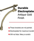 Heckin Heavy Duty Cast Iron Shelf Brackets, 2 Pack Antique Gold Wall Mounts with durable electroplated finish.