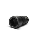 Close-up of a 12 Piece 1 Quarter Inch Drive 6 Point Universal Impact Socket Set Metric Beefy Chrome Molybdenum Steel Surface Drive Tech Socket