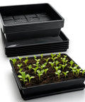 5 Pack Pro-Grade Grower-Friendly Soil Blocking Trays For Seed Germination And Drainage Water Collection, 14x12x3 Inches, Black.