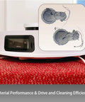 Right wheel replacement for Ecovacs Deebot vacuums; gray plastic wheel with gear tread, shown in inset.