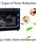 Top Rated Digital Camera Gear Dry Box Cabinet With Lcd Screen showing cameras and lenses stored safely inside.