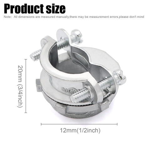 24 Pack One Half Inch Clamp Type Cable Connectors For Metallic Conduit Silver Zinc Durable Easy Install No Fuss For Romex Cables And Electrical Boxes Zinc Die Cast Construction For Long Lasting Durability And Secure Cable Termination.