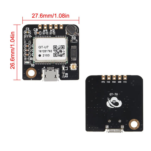 Two Pack GPS Module GT-U7 Compatible With NEO-6M And STM32 Microcontrollers, compact board design, Micro USB port shown.