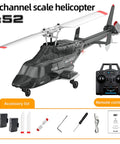 Airwolf A61 4CH RC Helicopter For Adults And Newbies, 1 To 42 Scale, with controller and accessories, black and white design.