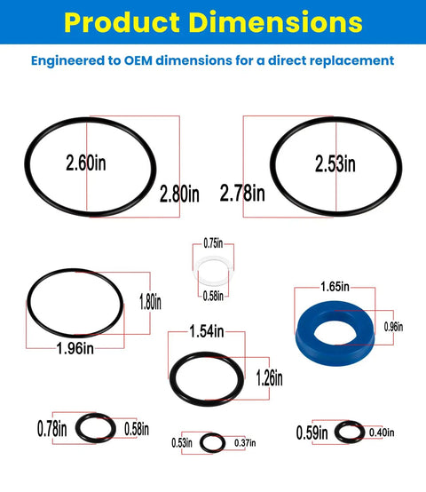 Product dimensions of Floor Jack Seal Replacement Kit With O Ring Seals For 3 To 3.5 Ton Jacks From Sears Craftsman And MVP