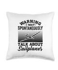 Soaring Sailplane Pilot Throw Pillow For Aviation Enthusiasts And Glider Lovers with sailplane design and text.