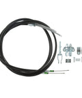 Universal Parking Brake Cable Kit ABS Plastic components, 108in length, includes two cables and installation hardware.