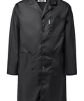 Durable Mechanic Lab Coat For Men Workwear Long Black Coat For Woodworking Shop Floor Tasks Built From 80 Percent Polyester 20 Percent Cotton Blend