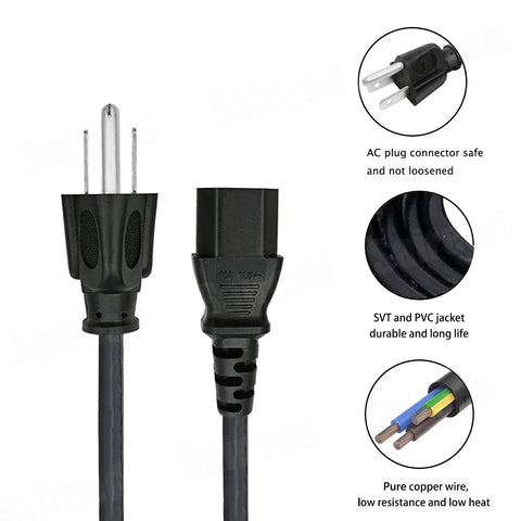 Eight Foot Heavy Duty AC Power Cord With Three Prong NEMA To C13 Plug For Gemini Junior Cutting Embossing Machine close-up view of connectors