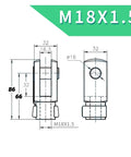 ISO 6431 ISO 15552 Pneumatic Cylinder Clevis Y Joint Double Ear Rod End Fork With Pin M4, M5, M8, M10, M12, M16 And M18X1.5 Thread Carbon Steel For Heavy Duty, Durable Pneumatic Setups M18x1.5