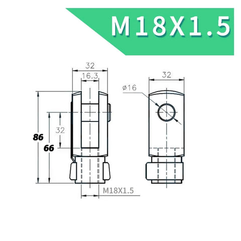 ISO 6431 ISO 15552 Pneumatic Cylinder Clevis Y Joint Double Ear Rod End Fork With Pin M4, M5, M8, M10, M12, M16 And M18X1.5 Thread Carbon Steel For Heavy Duty, Durable Pneumatic Setups M18x1.5