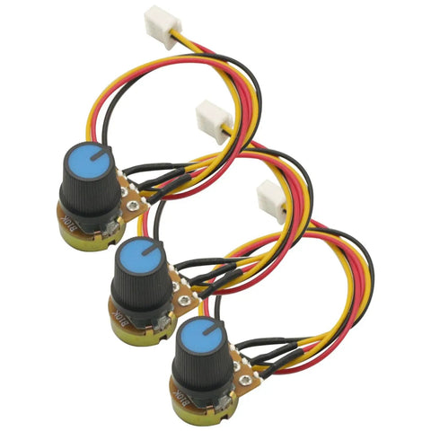 Three Pack B10K Knurled Shaft Linear Taper Rotary Potentiometer XH2.54 3P WH148 10K Potentiometer Single Turn Carbon Film Variable Resistor