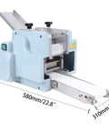 Hella Fast Automatic Dumpling Skin Maker Whips Up Ravioli Sheets And Pasta Dough Presser, compact size 580mm by 310mm.