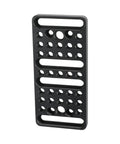 Super Solid Anodized Aluminum Cheese Plate Mounting Platform providing hella versatile quarter inch and three eighth screw threads for sweet Vesa camera video rig setups, showcasing multiple mounting holes.