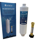 Pro Grade Rv Water Filter And Hose Protector blocks bad taste, chlorine, sediment, and odor with connecting pipe.