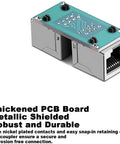 2 Pack Gigabit RJ45 In-Line Ethernet Couplers Female to Female Adapter with Nickel Plated Contacts showing PCB board.