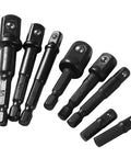 Ailgely Portable 24-Piece Impact Extension And Socket Adapter Kit Made From Top-Tier Chrome Steel For Super Tough Handling, Durable Performance, Easy On-The-Go Use, Plus Detent Balls That Securely Grip Sockets For Your Next Big Job. black chrome steel socket adapters and extensions, assorted sizes